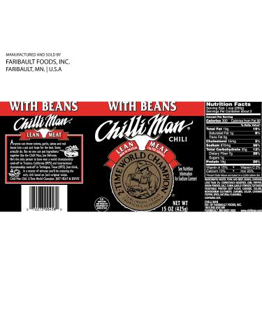 Chilli Man Canned Chili With Beans & Lean Beef 15oz (Pack of 12) - Buy Online on GoSupps.com