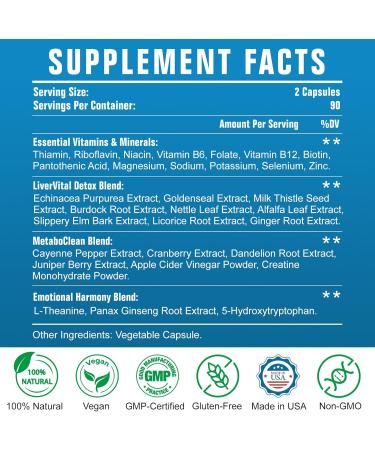 ThcleanMax Total Detox & Liver Cleanse Fast Full-Body Detox Natural Herbal Formula for Liver Kidney Digestion Immune & Mood Support Toxin Cleanser Fast-Acting 90 Capsules - Buy Online on GoSupps.com