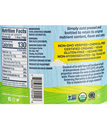 Carrington Farms Organic Virgin Coconut Oil - 54oz | Cold Pressed, Nutrient Dense, Unrefined | Ideal for Cooking, Baking, and Sauteing Vegetables - Buy Online on GoSupps.com