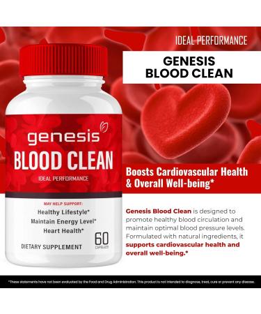 Genesis Blood Clean Capsules - Advanced Formula Supplement for Maximum Strength - Natural Blood Vessel Cleaner GenesisBlood Clean Pills GenesisBloodClean Pastillas Reviews (60 Capsules) - Buy Online on GoSupps.com
