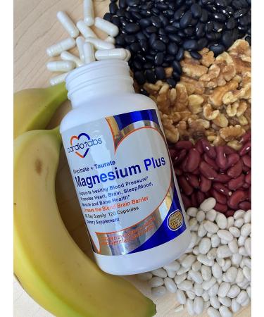 Cardiotabs Magnesium Plus - 200mg Magnesium Glycinate & Taurate Capsules - Blood Pressure, Heart, Brain, Sleep & Mood Support - 120ct - Buy Online on GoSupps.com