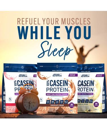 Applied Nutrition Casein Protein Powder - Vanilla Cream 900g (30 Servings) - Slow Release Micellar Casein Supplement - Buy Online on GoSupps.com