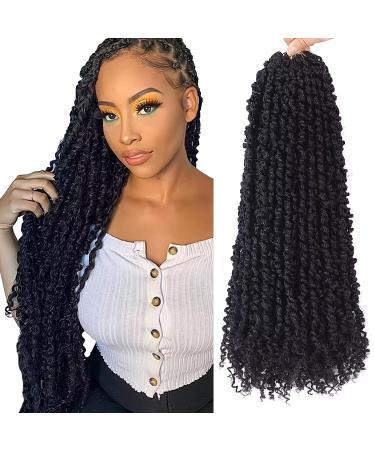 Passion Twist Hair 18 Inch Passion Twist Crochet Hair 8 Packs Pre-looped Passion Twist Crochet Hair for Balck Women Pre-twisted Crochet Braids (1B) 18 Inch (Pack of 8) 1B