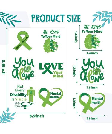 Haooryx Mental Health Awareness Temporary Tattoos - Green Ribbon Support Sticker for Adults & Teens | Waterproof Fake Tattoo for School Fundraiser & Events - Buy Online on GoSupps.com