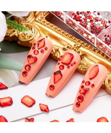 Noverlife 1000PCS Flatback Nail Art Rhinestones Gems - Multi Sizes Crystals with Wax Pen for Nail Design - Sparkle Nail Beads for Art & Crafts - Makeup & Dressup - Nail Decoration Ruby - Buy Online on GoSupps.com
