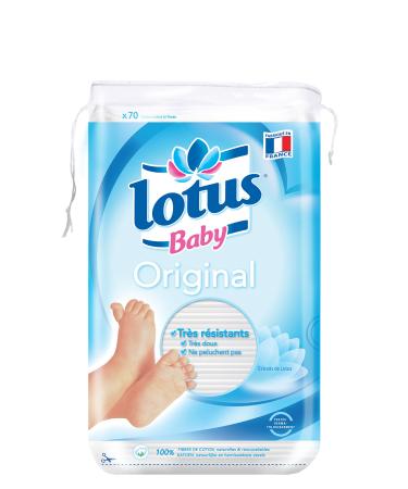 Lotus Baby Original Maxi Cotton Pads for Babies Square Double-Sided 70 Pieces 10 Packs