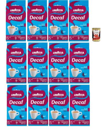 Lavazza Decaf Intenso Caf moulu pour un Espresso ou un Latte D caf in m lang avec un m lange arabe et robuste Intensit 5/10 12x 250g + Italian Gourmet polpa 400g
