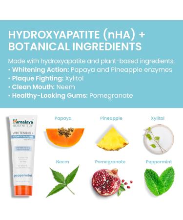 Himalaya Botanique Peppermint Whitening Toothpaste - Fluoride Free Vegan Hydroxyapatite Support for Whiter Teeth & Fresher Breath - 4 oz - Buy Online on GoSupps.com