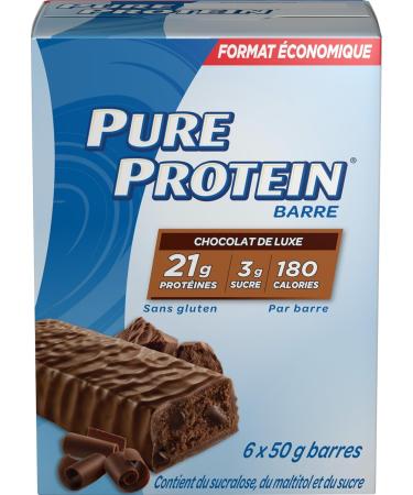 Pure Protein Bars - Nutritious, Gluten Free bar, made with Whey protein blend - low sugar, protein snack. Deliciously satisfying. Made in Canada, Chocolate Deluxe (Pack of 6) - Buy Online on GoSupps.com