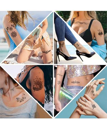 Aresvns Black Henna Tattoos | Fashion Women Henna Stickers | Waterproof Body Art Stickers - Christmas Gift - Buy Online on GoSupps.com