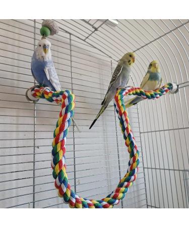Bird Perch Rope Toy for Parrot/Parakeet/Cockatiel - Comfy Colorful 41.3 Inch Bungee with Metal Nuts - Buy Online on GoSupps.com