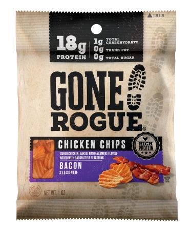 Gone Rogue High Protein Chicken Bacon Chips, Low Carb, Gluten Free, Keto Friendly Snacks, 4 pack