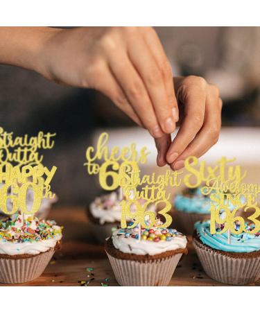 30 Pieces Straight Outta1963 Cupcake Toppers Awesome Since 1963 Cake Decorations Cheers on 60 Fabulous Sixty Cake Toppers 60th Birthday Wedding Anniversary Party Cake Decorations Gold Gold 60th - Buy Online on GoSupps.com