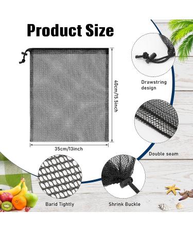 LEIFIDE 6 Pcs Scalloping Bags - 13 x 15.5 Inch Nylon Mesh Drawstring Net Bag for Snorkeling & Swimming Gear - Black/Navy - Buy Online on GoSupps.com