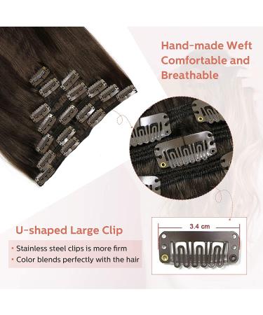 16 Double Weft Brazilian Human Hair Clip In Extensions - Dark Brown #2 - Buy Online on GoSupps.com