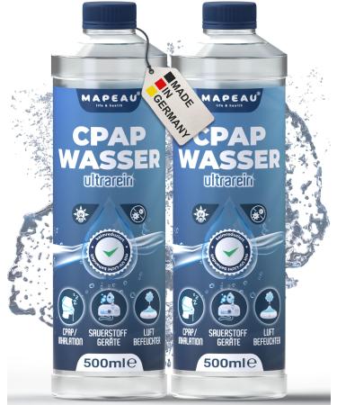 Inhalator water for inhalation 2x 500ml CPAP water I breathing gas moisture distilled water I inhaling solution for nebulizers oxygen devices humidifier (2x 500ml)