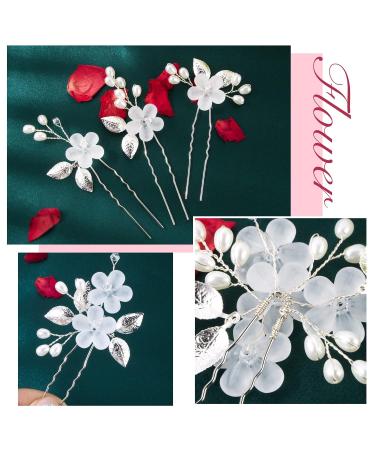 Boyrot 5 Pcs Wedding Hairpins - Bridal Pearl Hair Jewelry with Flowers & Leaves - U-Shaped Hair Clips for Women & Girls - Silver Bridal Accessories in 5 Styles - Buy Online on GoSupps.com