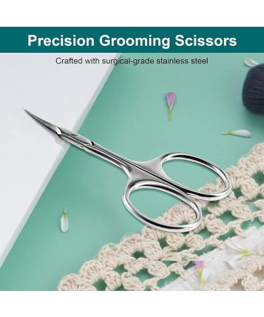 Sandalfon Scissors Extra Sharp Curved Nails Stainless Steel Cuticle Scissors Beauty Scissors for Eyebrows Nails Facial Hair Mustache Nose Hair - Buy Online on GoSupps.com