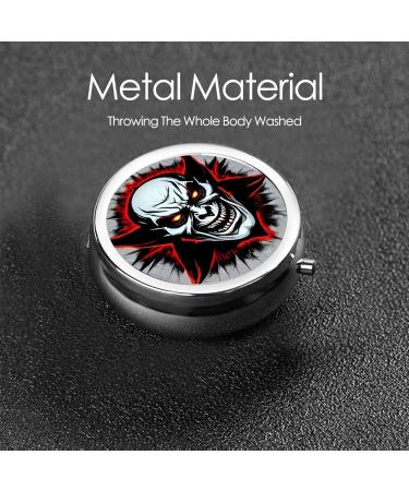 Red and Black Evil Ghost Round Pill Box 3 Compartment Portable Travel Organizer for Pills - Buy Online on GoSupps.com