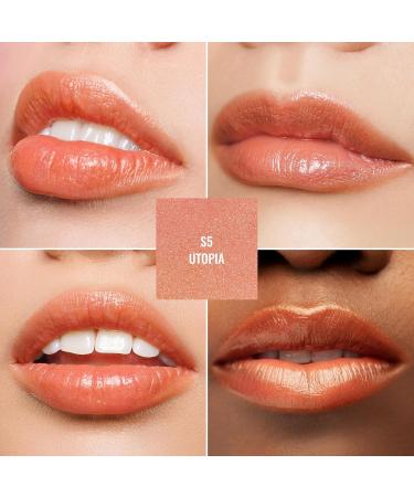 Oulac 2-in-1 Shimmering Lipstick & Lip Balm | Coral Juicy Lip Care | Hydrated Shiny Finish for Dry Lips | Vegan | Utopia S05 S5 - Buy Online on GoSupps.com