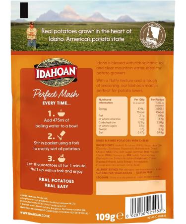 Idahoan Perfect Mash Cheddar Cheese - 8 Sachets Inside - 109g Each - Instant Mash Potato Perfect in 1 Minute Product of USA - Buy Online on GoSupps.com