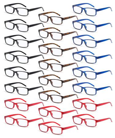 Umigy 24 Pack Reading Glasses Bulk Reading Glasses Men Women Readers Glasses Spring Hinges Glasses Lightweight Eyeglasses Assorted Color 1.5 x