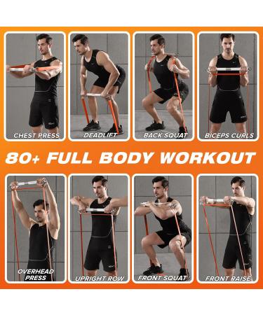 Buy Resistance Band Bar - 500 LBS Strength Training Kit with 4 Heavy Bands | Portable Home Workout Equipment for Chest Press Deadlift Squats and Curls | Detachable Bar (38.58 ) - Silver - Buy Online on GoSupps.com