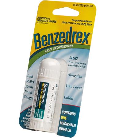 Benzedrex Nasal Decongestant Inhaler - Fast Relief - 1 Count (Pack of 1) - Buy Online on GoSupps.com