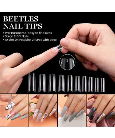 Beetles Clear French Acrylic Nail Tips - Half Cover False Nails with Case for DIY Nail Art at Home - Buy Online on GoSupps.com