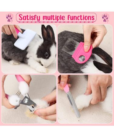 VCZONE 8-Piece Small Animal Pink Grooming Kit with Nail Clipper, Flea Comb, Shampoo Brush - Rabbit & Pet Care Set - Buy Online on GoSupps.com