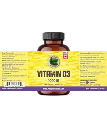 Pure Lab Vitamins | Vitamin D3 1000IU | 360 Vegi Capsules | Mood Booster Bone Health Teeth Health and Immune System Support | Vitamin D3 Cholecalciferol | Vitamin D3 Capsules | Vitamin D3 Supplement - Buy Online on GoSupps.com