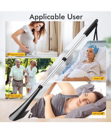 2 PCS Shoe Horn Set for Seniors - Telescopic Long Handle & Metal Short Shoe Horn - Silver - Buy Online on GoSupps.com