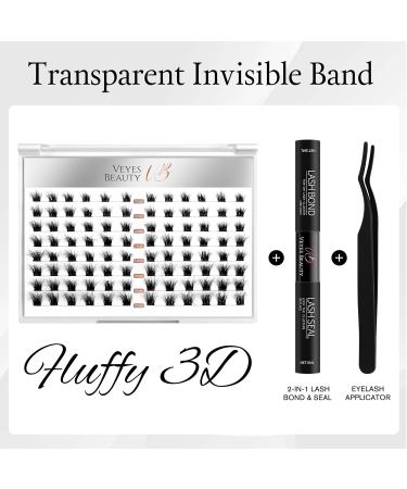 VEYESBEAUTY Lash Clusters Kit | Fluffy 3D Individual Lash Extensions | DIY Wispy Faux Mink Eyelashes | Mixed Length Tray 10-18mm | Bond & Seal Included | Perfect for Home Use - Buy Online on GoSupps.com