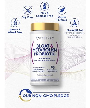 Carlyle Bloat and Metabolism Probiotic | 90 Capsules | Bloating Relief Formula | Sugar & Cellular Energy Support | for Women and Men | Vegan Non-GMO Gluten Free - Buy Online on GoSupps.com