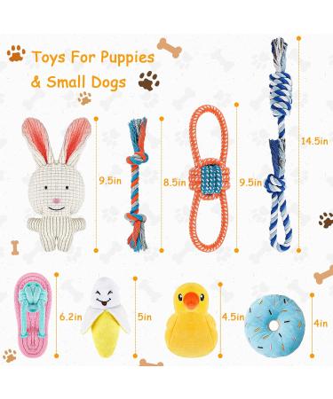 Rio Direct Plush Dog Toys for Small Dogs - 8 Quieted Cotton Rope Toys Non-Toxic & Washable Puppy Toys in Cute Rabbit Style - Buy Online on GoSupps.com