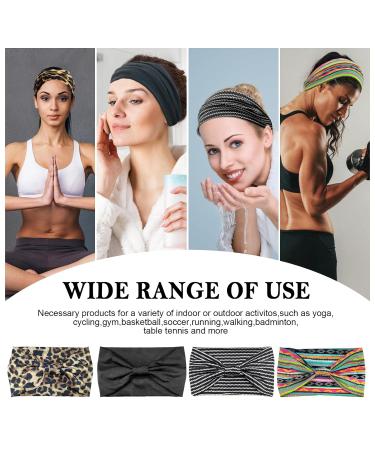 4 Pieces Women's Elastic Headbands - Wide Boho Hair Bands Soft Leopard Print & Black Stripes Hair Jewelry - Buy Online on GoSupps.com