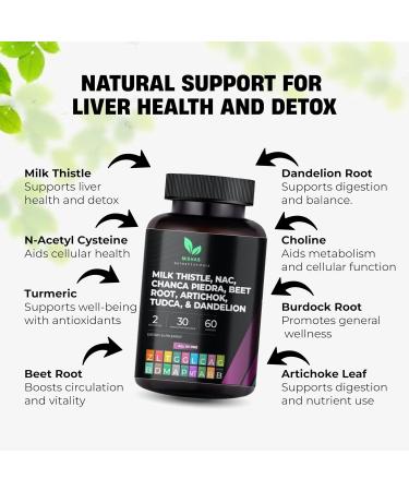 Mishas Nutraceuticals Milk Thistle Dandelion Root NAC and TUDCA Supplement Supports Liver Health Liver Cleanse Detox Kidney and Respiratory Health & Digestion System 60 Vegan Capsules - Buy Online on GoSupps.com