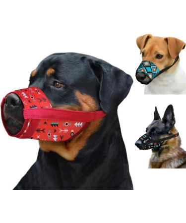 Collardirect Adjustable Dog Muzzle - Soft Breathable Nylon for Small Medium Large Dogs | Anti-Chew Bark Bite - Tribal Pattern 1 (L/XL) - Buy Online on GoSupps.com