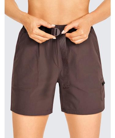 CRZ YOGA Women's Lightweight Cargo Hiking Shorts 6'' with Belt - Medium Brown Rock - Buy Online on GoSupps.com
