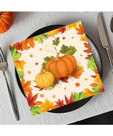 Plates | Pumpkin Maple Decorations Favors Maple Leaves Pumpkin Decor Fall Tableware Autumn Leaves Tableware Set Harvest Decoration Serve 16 Guests Tissue - Buy Online on GoSupps.com