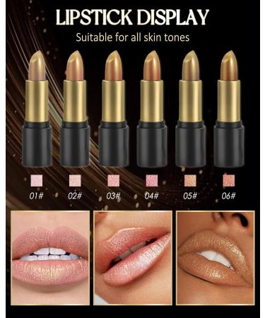 Rouge L vres Paillet Dor M tallis Diamond Glossy Rouge a Levre Sans Transfert Texture Cr meuse Rouge L vres Longue Tenue Hautement Pigment Vegan Gloss pour Maquillage Femme Makeup-06 06# - Buy Online on GoSupps.com