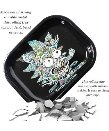 Mini Metal Rolling Tray with Magnetic Lid and Spill Proof Cover - Cute Decorative Tray - 7x5.5 Black - Buy Online on GoSupps.com