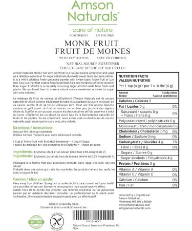 Natural Source Sweetener 1 lb / 454 g / 16 oz (Powdered) - 1:1 Sugar Substitute Natural Source Tabletop Sweetener No Calorie Non-GMO Gluten Free. 454 g (Pack of 1) - Buy Online on GoSupps.com
