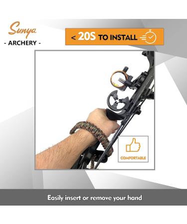 SUNYA Archery Bow Wrist Sling - 550 Paracord Strap with Full Grain Leather Yoke - Expedition Camo - Buy Online on GoSupps.com