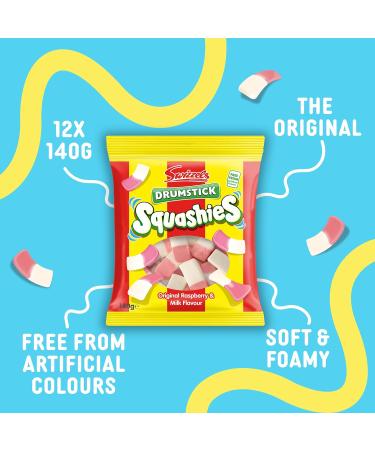 Swizzles Drumstick Squashies Original Sweets - Raspberry and Milk Flavour Sweets- Bulk Multipack (12 x 140g) - Buy Online on GoSupps.com