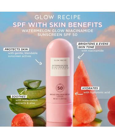 Watermelon Glow Niacinamide Sunscreen SPF 50 - Hydrating Broad Spectrum Sunscreen with Hyaluronic Acid & Aloe Vera (50ml) - Buy Online on GoSupps.com