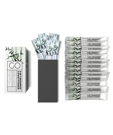 GO Essentials Travel Size Shampoo and Conditioner Set of 20   2 in 1 Single Use Travel Shampoo and Conditioner (Sulfate Free) - Hotel Amenities  Homeless Care Kit  AirBnB Essentials Bulk Bamboo Forest 20 Count (Pack of 1...