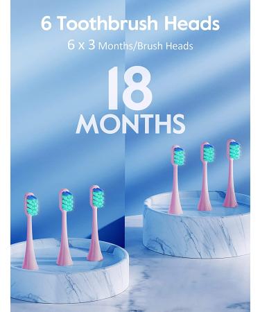 Sonic Electric Toothbrush for Adults and Kids - BAFOVY Rechargeable Power Toothbrush with 6 Brush Heads, 5 Modes, Smart Timer, Fast Charging (Pink) - Buy Online on GoSupps.com