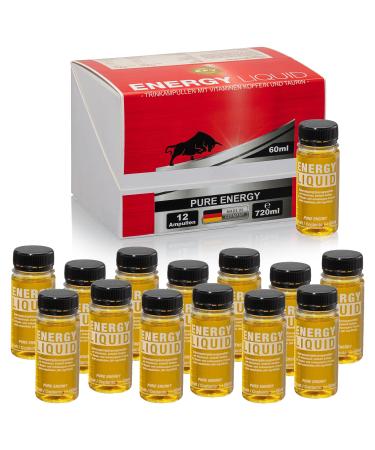 BPV- ENERGY SHOT- 12 drinking ampoules of 60ml each - with caffeine L-arginine taurine guarana beta alanine and vitamins