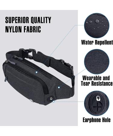 WATERFLY Fanny Pack Waist Bag | Small Hip Pouch for Running & Hiking | Unisex Black Fanny Pack Beltbag | Slim & Fashionable Bumbag for Jogging | Water Resistant - Buy Online on GoSupps.com